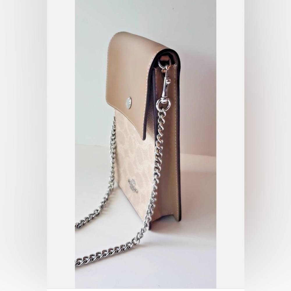 Coach Tan Crossbody Bag with Chain Strap